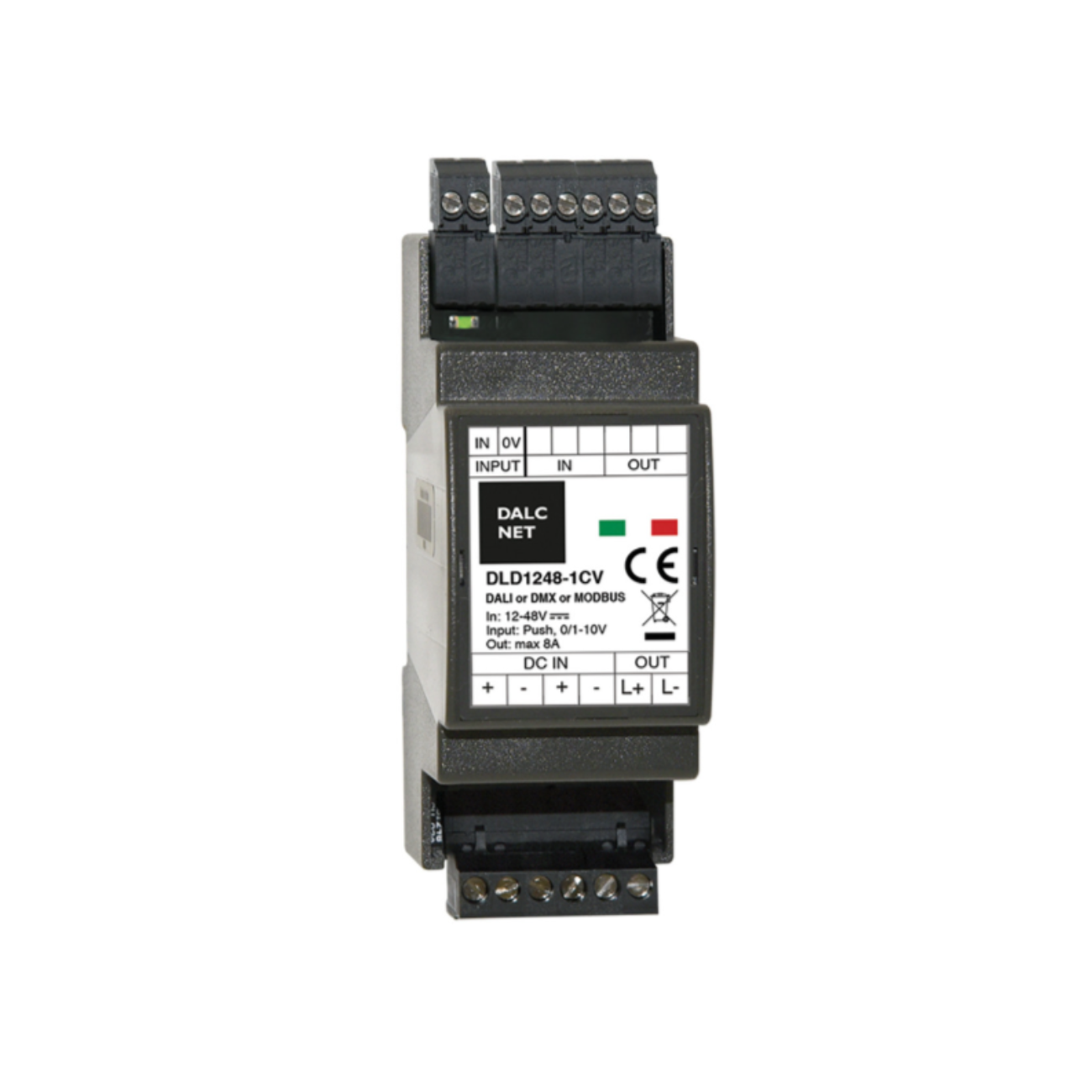 DALCNET DLD1248-1CV-MODBUS 0-10 Volt / 1-10 Volt / Push-Dimm / Resistiv / Modbus / Dimmer / CV / 360W / 7,5 A / 12V-48V - Netzteilshop24.de