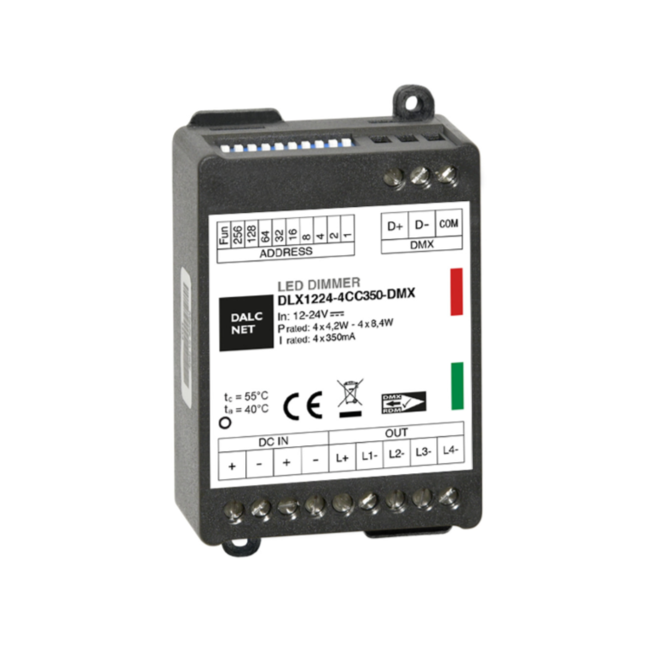 DALCNET DLX1224-4CC350-DMX DMX Dimmer CC 33,6W / 0,35A / 12V-24V - Netzteilshop24.de