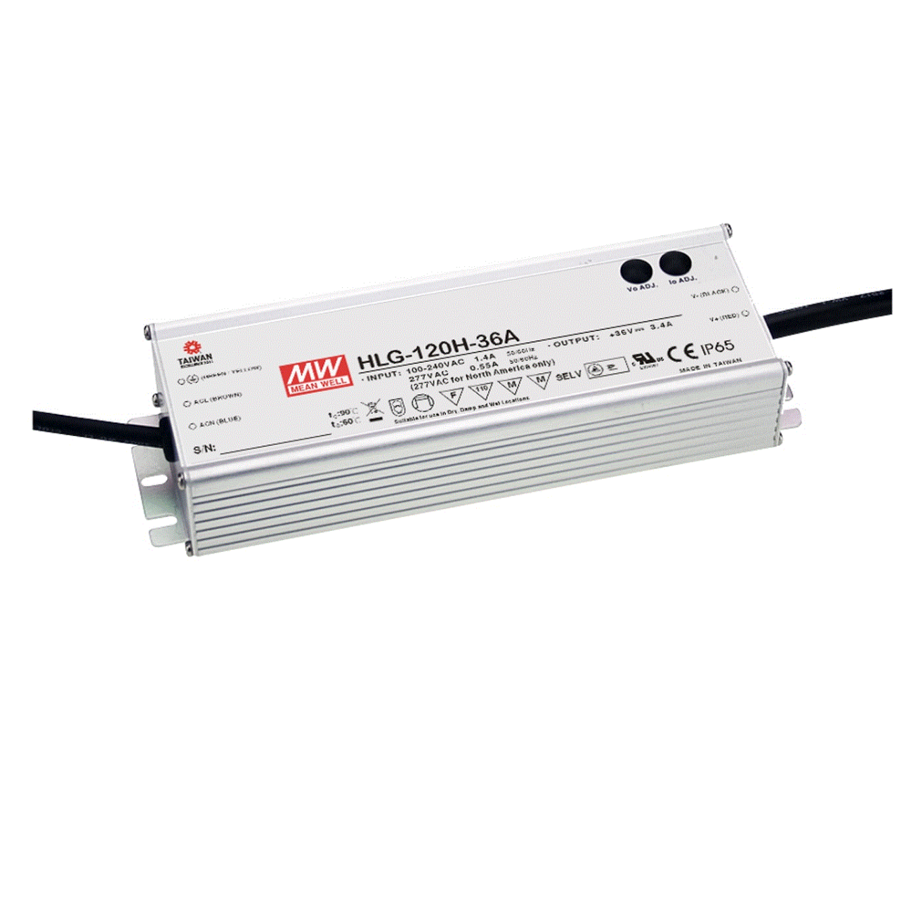 MeanWell HLG-120H-15B (120W/15V) LED-Netzteil (dimmbar) - Netzteilshop24.de