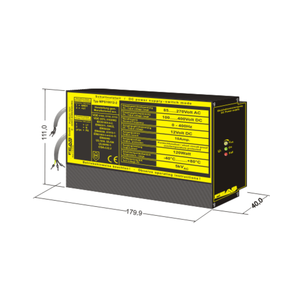 FEAS Schaltnetzteil MPS10012-2 (120,0W / 12V) LED-Netzteil - Netzteilshop24.de