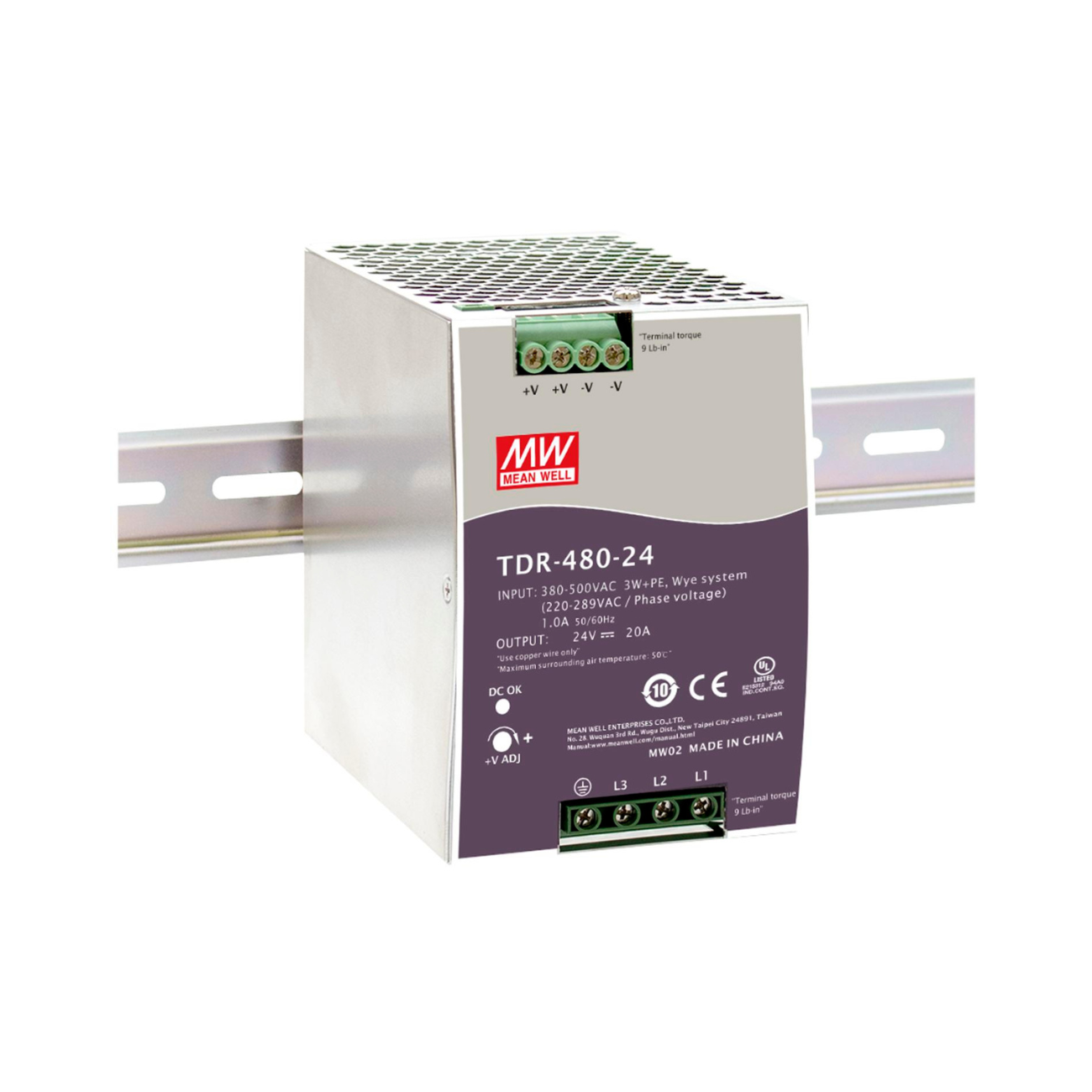 MeanWell TDR-480-48 (480W/48V) Hutschienen-Netzteil - Netzteilshop24.de