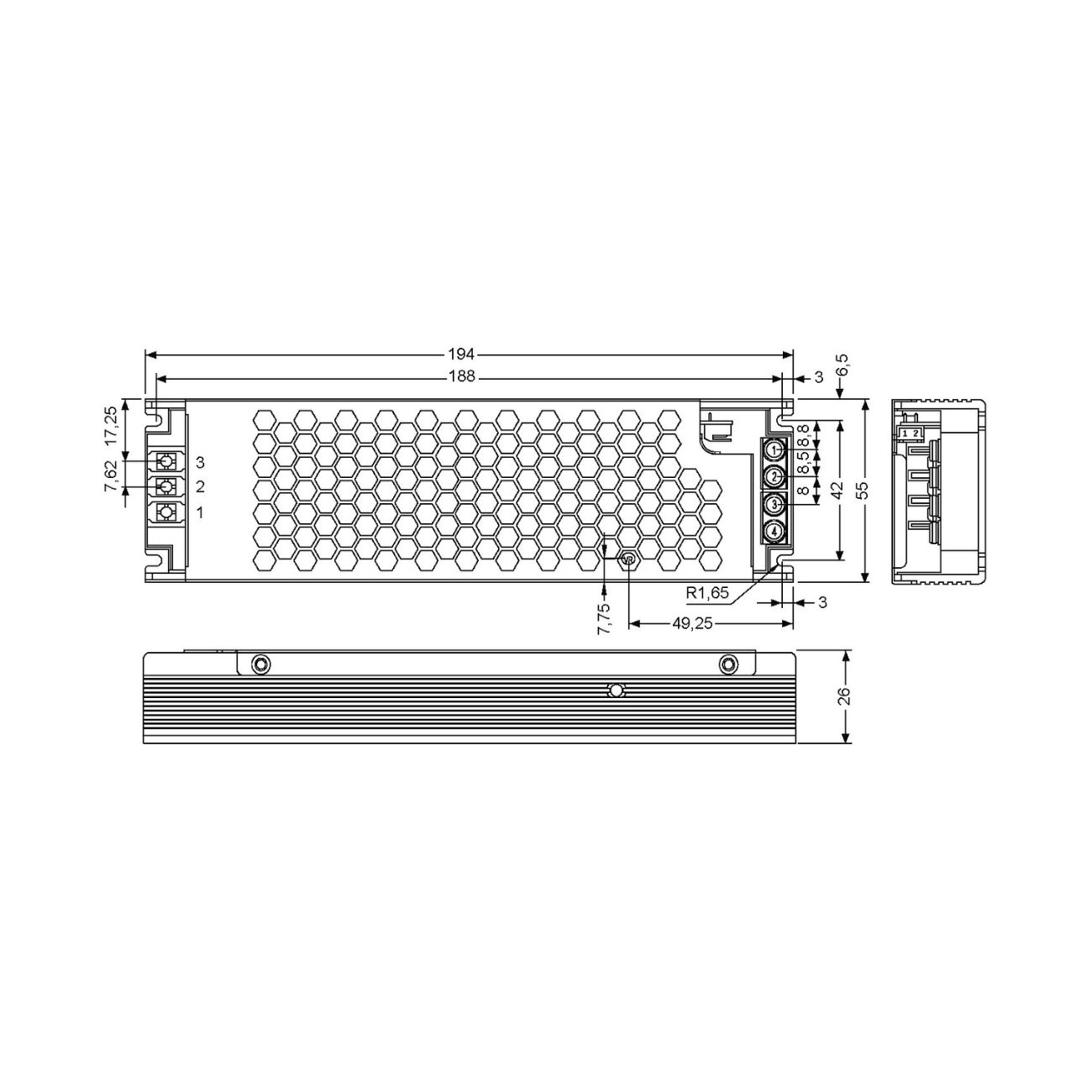 MeanWell UHP-200R-48 (201,6W/48V) Schaltnetzteil / AC/DC-Netzteilbaustein