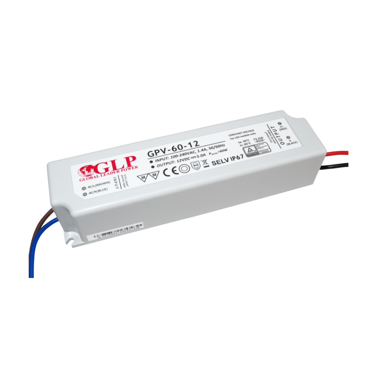 GPV-60-12 LED-Netzteil, 60W, 12V, 5A, IP67