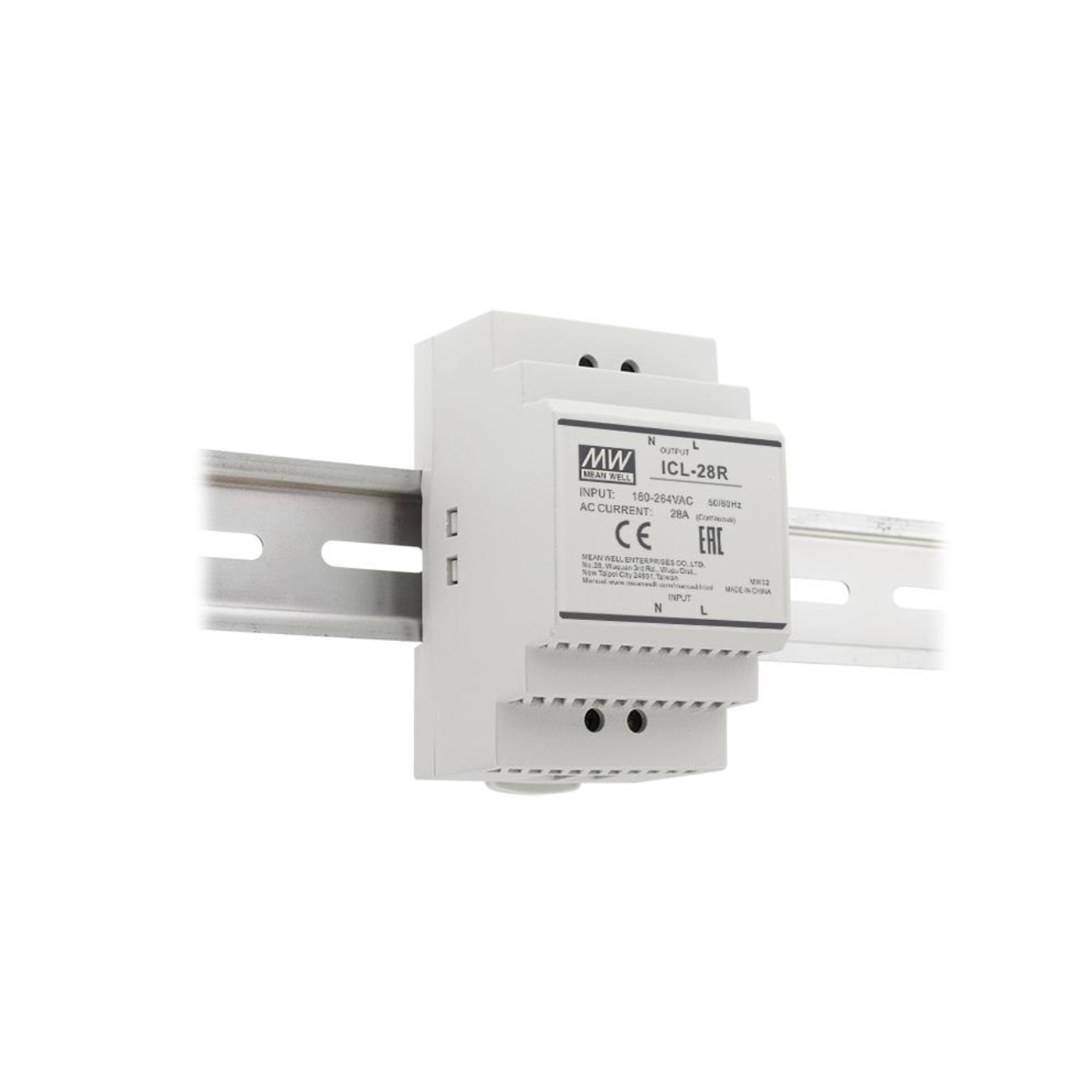 MeanWell ICL-28R (28A) Einschaltstrombegrenzer für DIN-Hutschiene (DIN-Rail TS-35/7.5 u. TS-35/15)