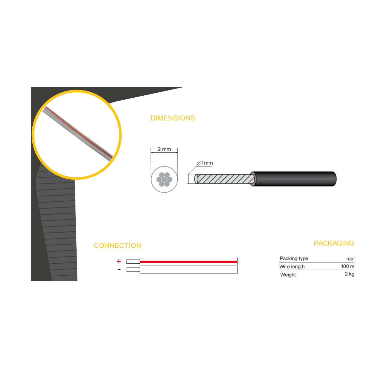 KAISEN 2-adriges Anschlusskabel 300V - Netzteilshop24.de