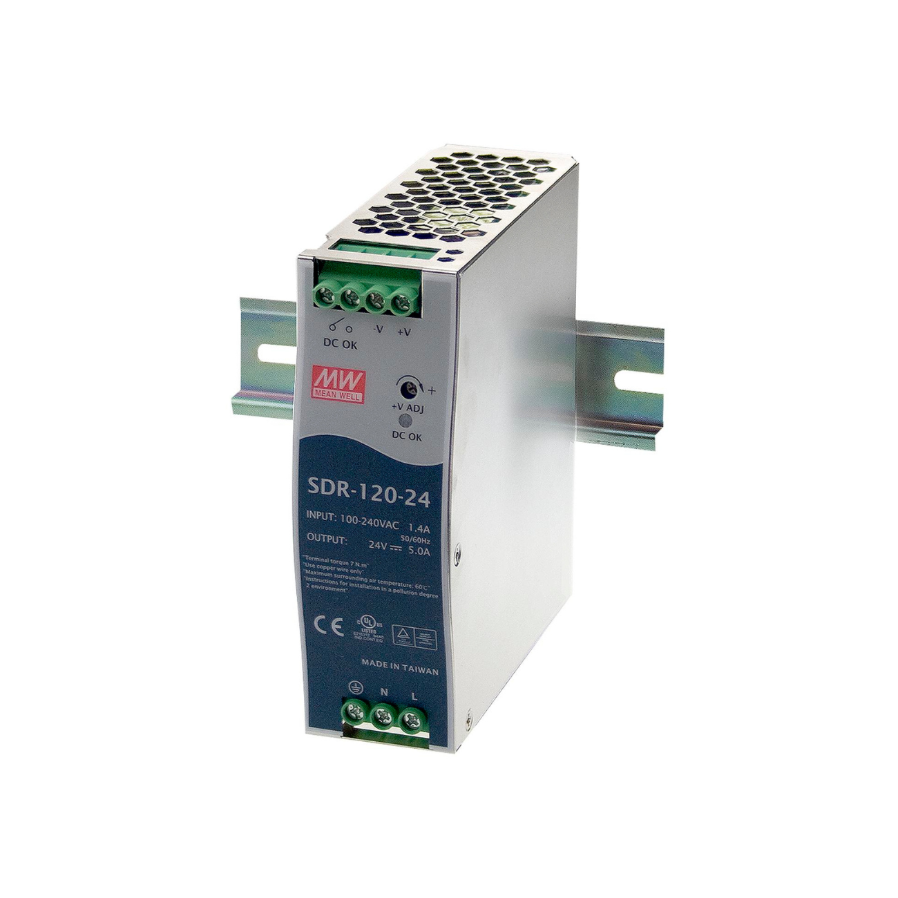 MeanWell SDR-120-12 (120W/12V) Hutschienen-Netzteil für DIN-Schienen (TS-35/7.5 und TS-35/15)