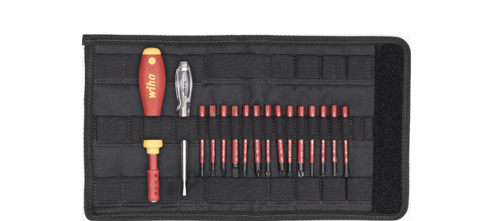 Wiha Schraubendreher mit Bithalter SoftFinish® electric slimVario gemischt 17-tlg. inkl. Falttasche (36068)