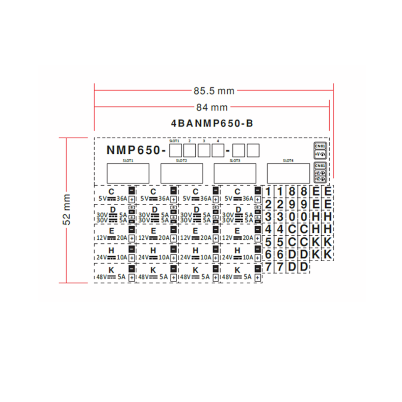 MEAN WELL 4BANMP650-B Gerätelabel