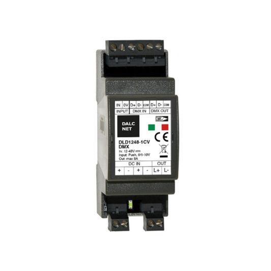 DALCNET DLD1248-1CV-DMX  0-10 Volt / 1-10 Volt / Push-Dimm / Resistiv / DMX / Dimmer / CV / 360W / 7,5 A / 12V-48V - Netzteilshop24.de