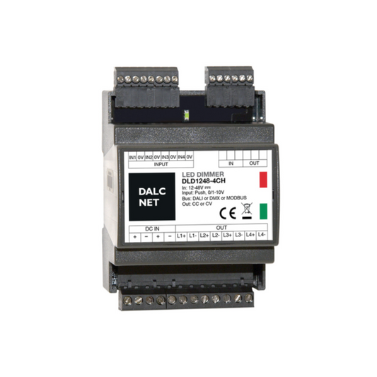 DALCNET DLD1248-4CC-DMX  0-10 Volt / 1-10  Volt / Push-Dimm / DMX / Resistiv / Dimmer / CC / 134,4W / 0,7 A / 12V-48V - Netzteilshop24.de