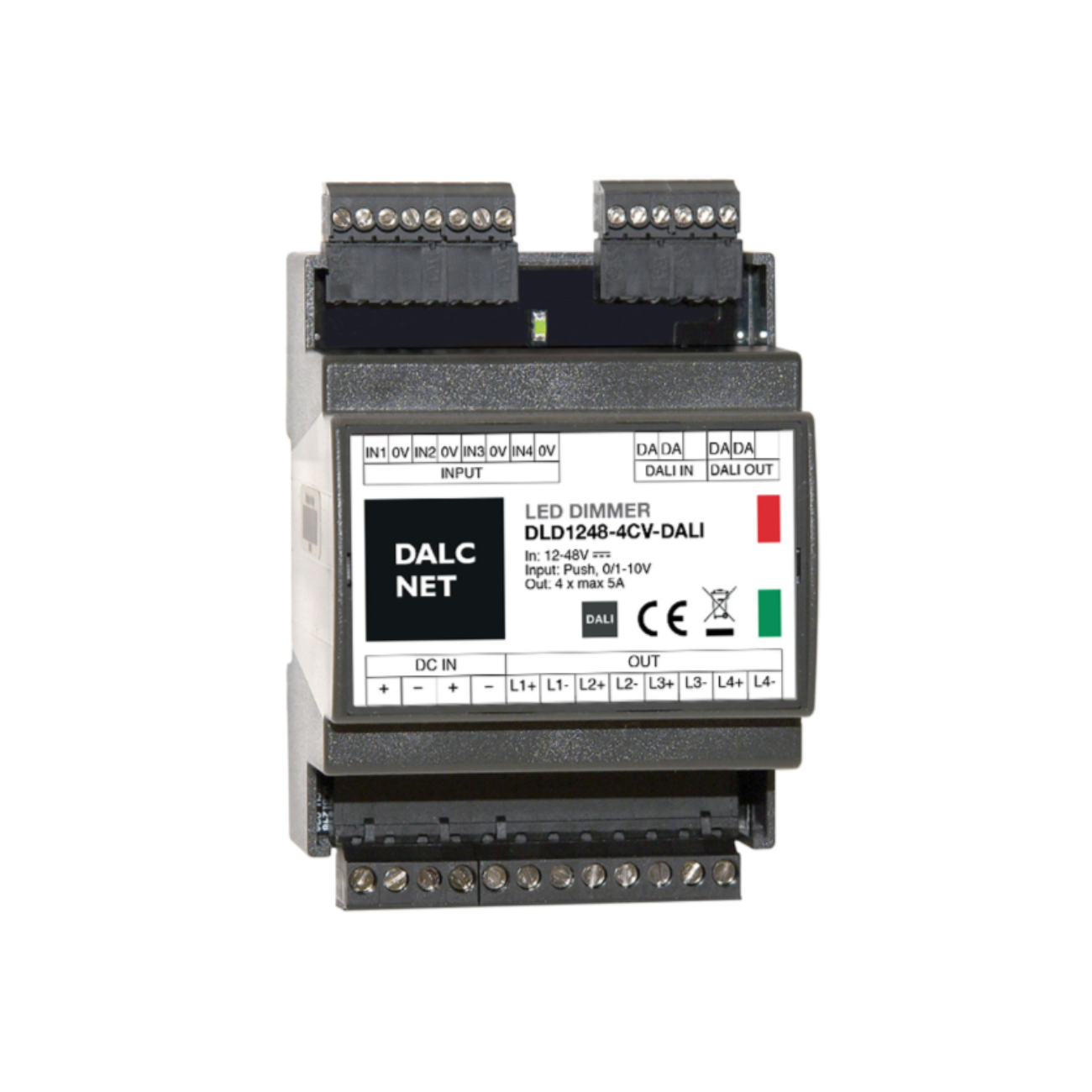 DALCNET DLD1248-4CV-DALI  0-10 Volt / 1-10 Volt / Push-Dimm / Dali / Resistiv / Dimmer / CV / 960W / 5 A / 12V-48V - Netzteilshop24.de