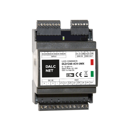 DALCNET DLD1248-4CV-DMX  0-10 Volt / 1-10 Volt / Push-Dimm / Resistiv / DMX / Dimmer / CV / 960W / 5 A / 12V-48V - Netzteilshop24.de