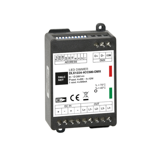DALCNET DLX1224-4CC500-DMX Dmx Dimmer CC 48W / 0,5 A / 12V-24V - Netzteilshop24.de