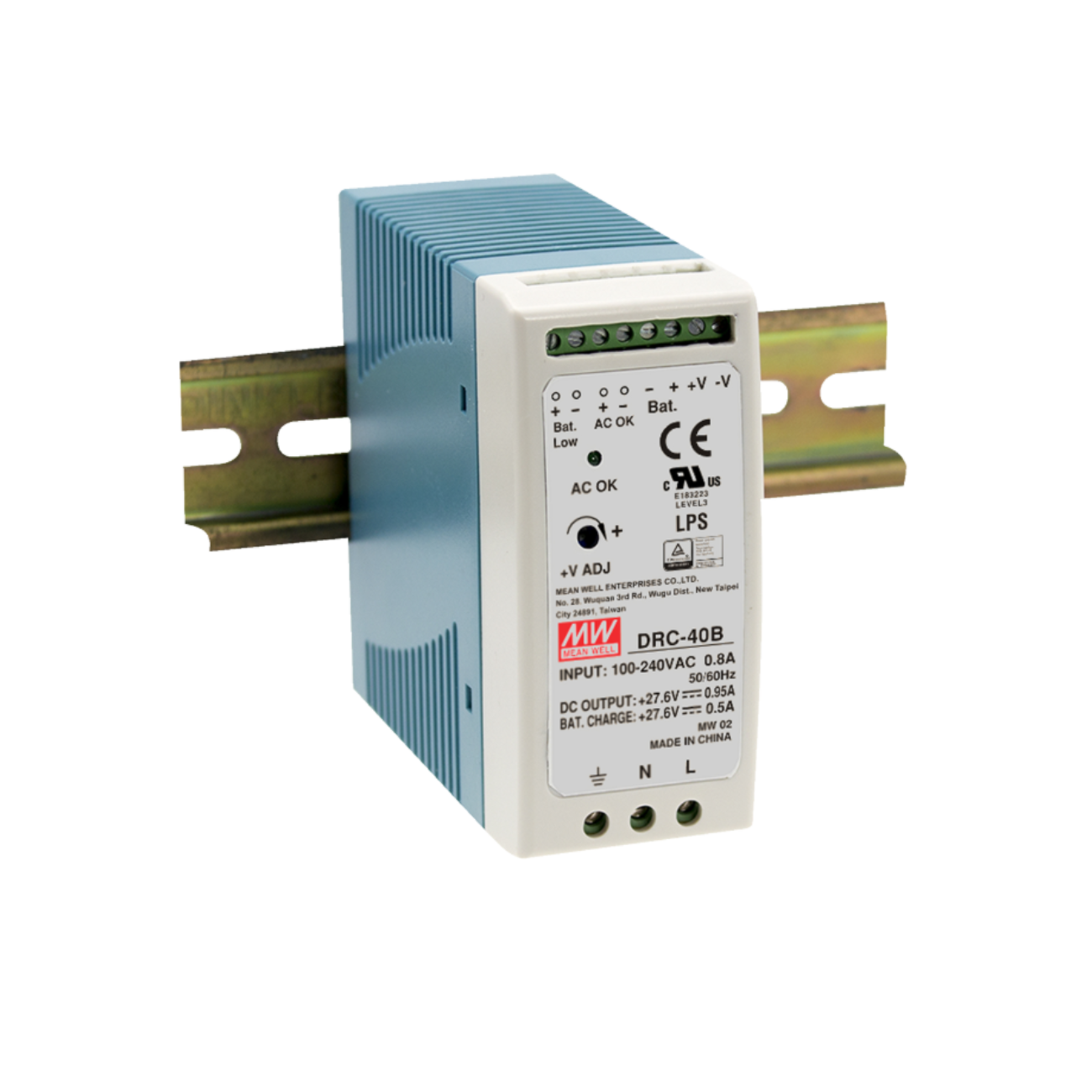 MEAN WELL DRC-40A Unterbrechungsfreie Stromversorgung (USV) (40,02W/13,8V/1,9A) Energiespeicher extern