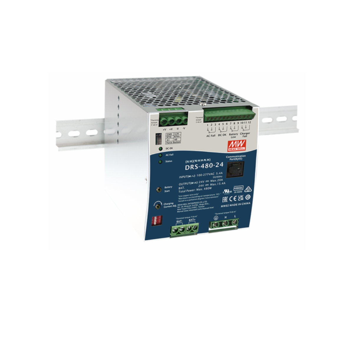 MEAN WELL DRS-480-24 Unterbrechungsfreie Stromversorgung (USV) (480W/24V/20A) Energiespeicher extern