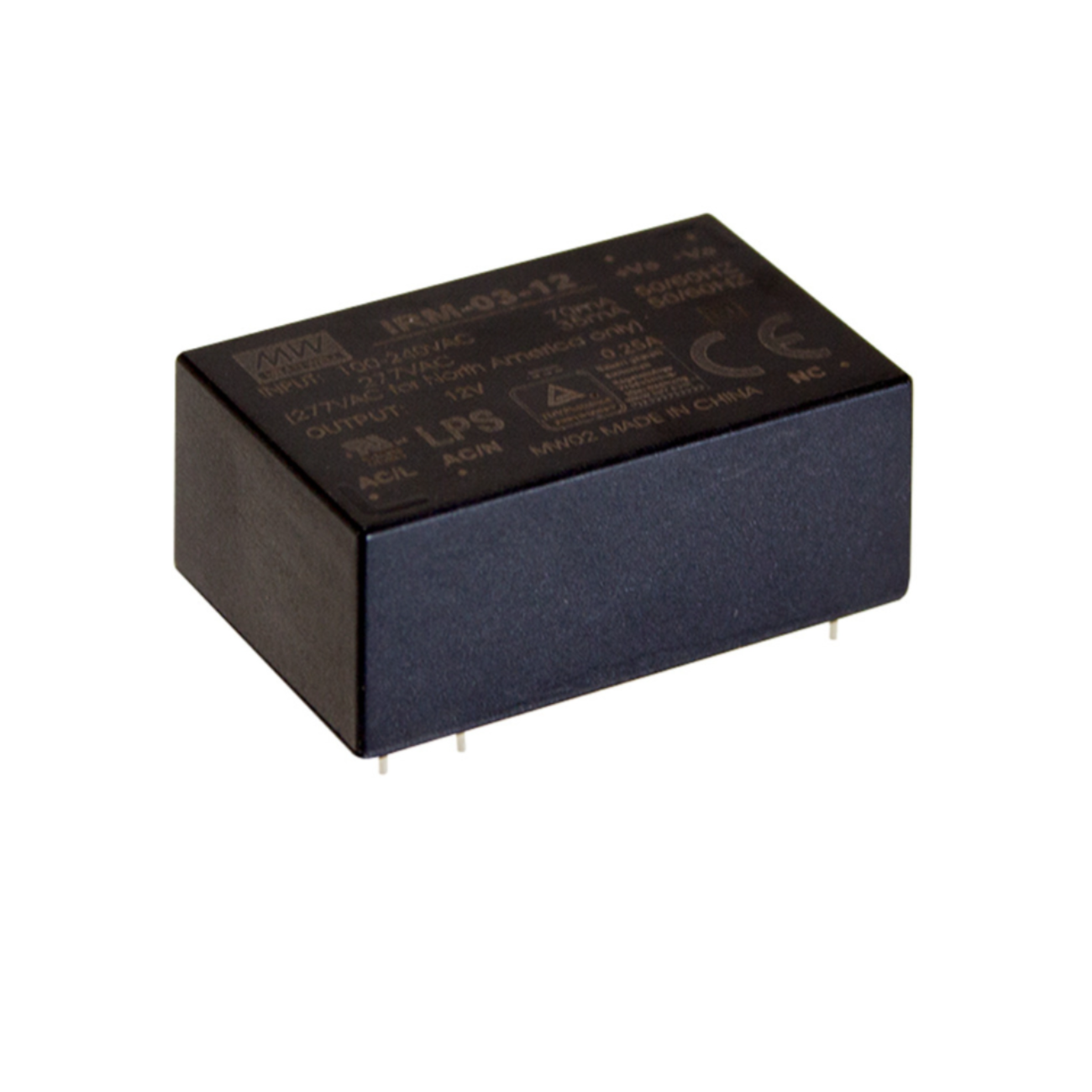 MeanWell IRM-03-5S (3W, 5V, 0,6A) AC/DC-Industrienetzteil Geschlossen Kunststoff - Netzteilshop24.de
