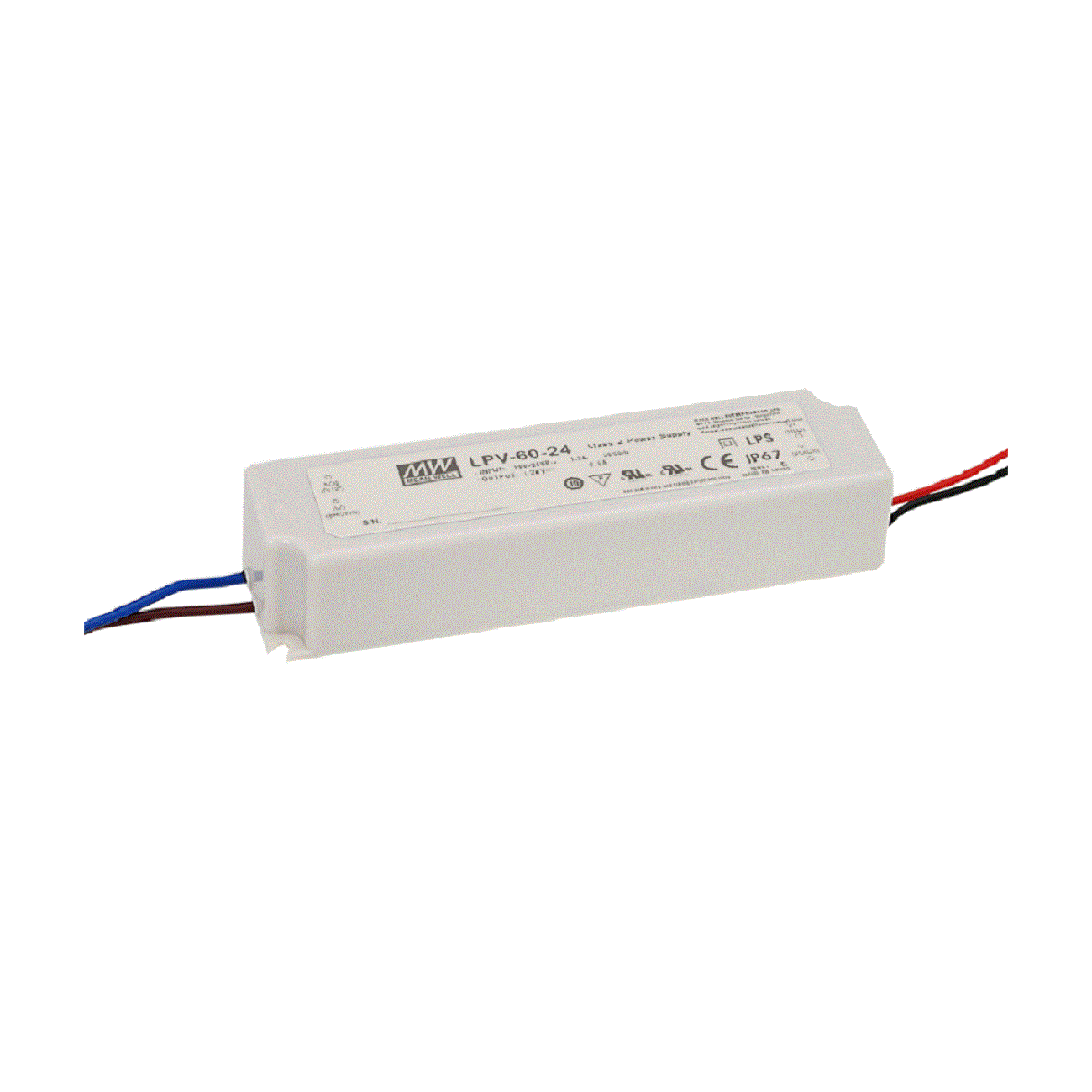 MeanWell LPV-60-24 (60 Watt / 24 Volt) LED-Schaltnetzteil