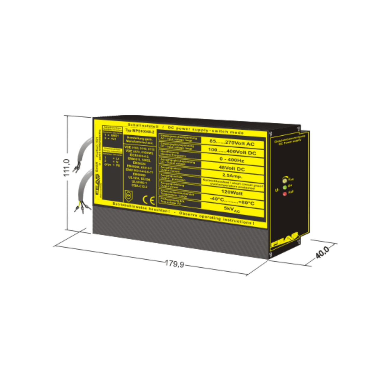 FEAS Schaltnetzteil MPS10048-2 (120,0W / 48V) LED-Netzteil - Netzteilshop24.de