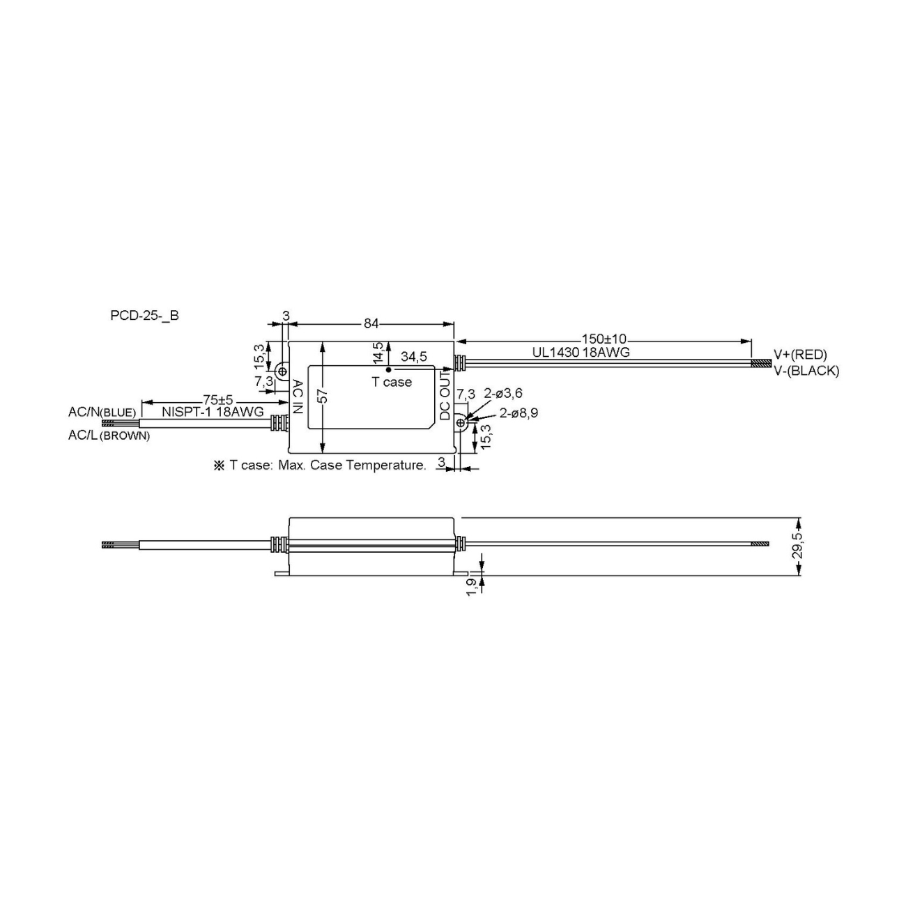MeanWell PCD-25-1050B (25W/16-24V) LED-Netzteil (dimmbar)