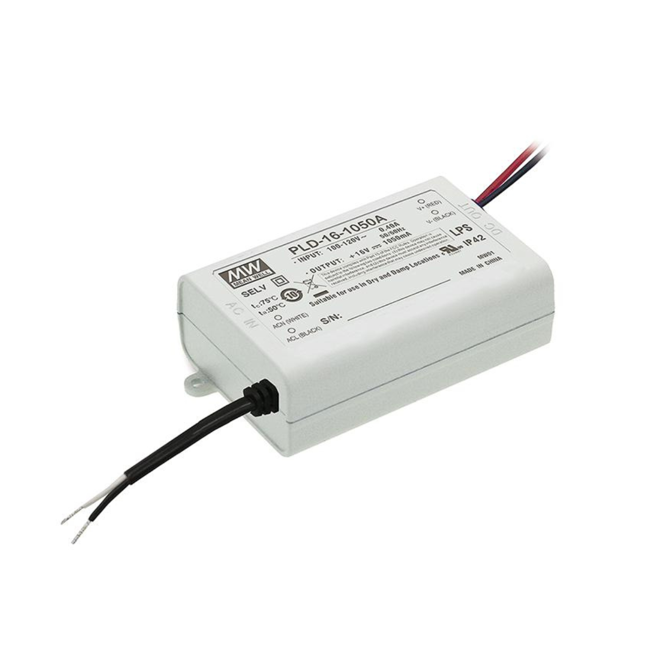 MeanWell PLD-16-1050B (16W/12-16V) LED-Netzteil