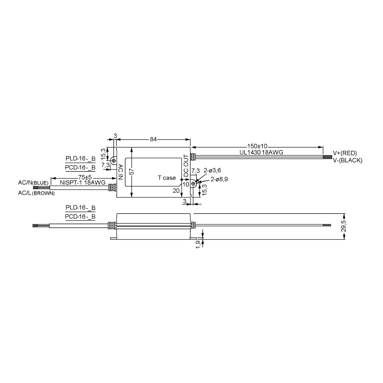 MeanWell PCD-16-700B (16W/16-24V) LED-Netzteil (dimmbar)