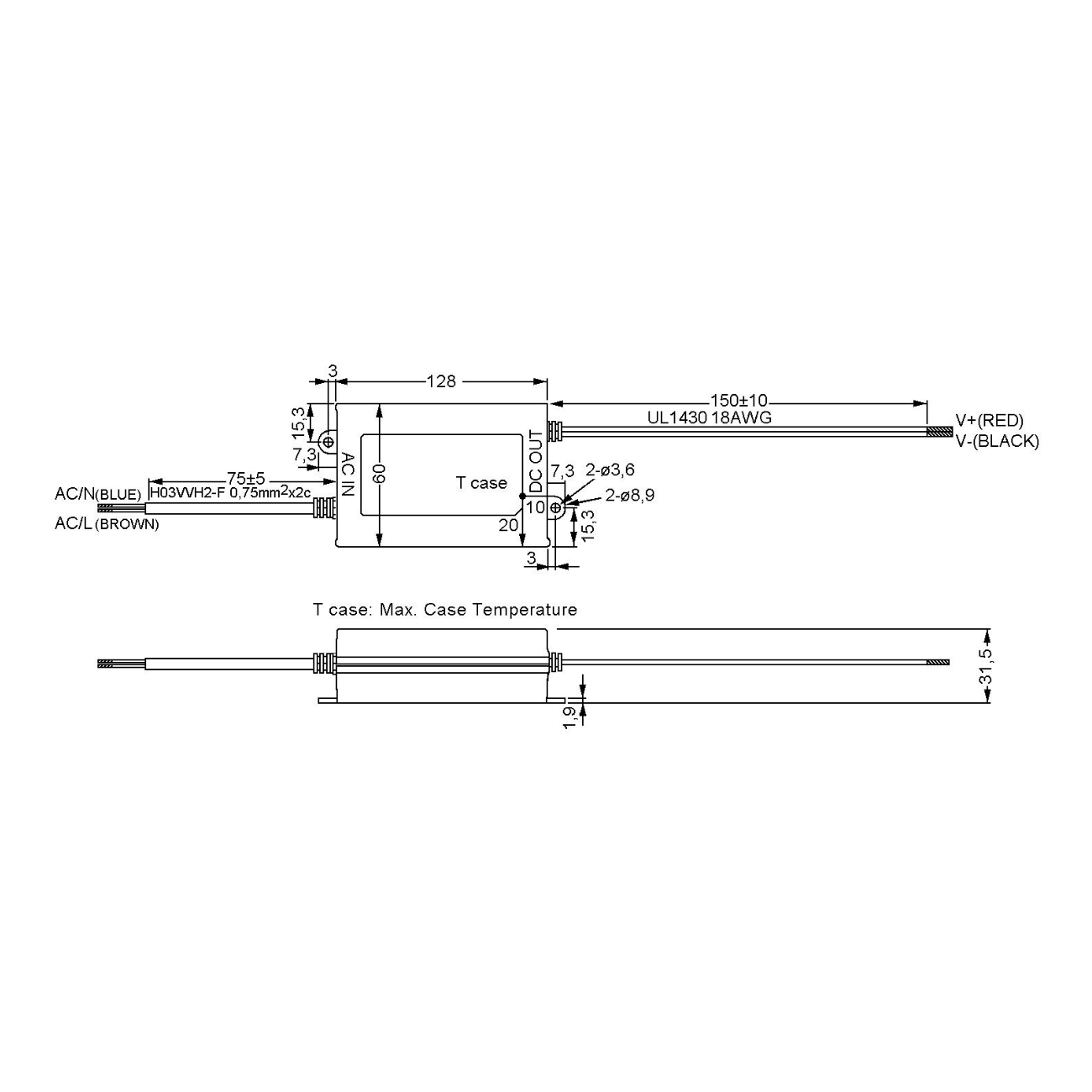 MeanWell PCD-60-1750B (60W/20-34V) LED-Netzteil (dimmbar) - Netzteilshop24.de