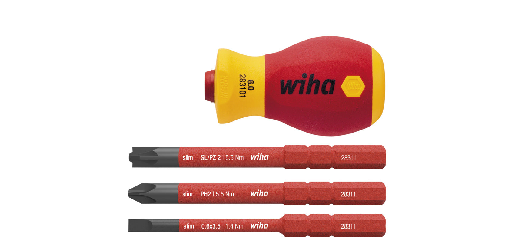 Wiha Schraubendreher mit Bithalter Set slimVario® electric  Stubby 4-tlg. mit slimBits (41230)