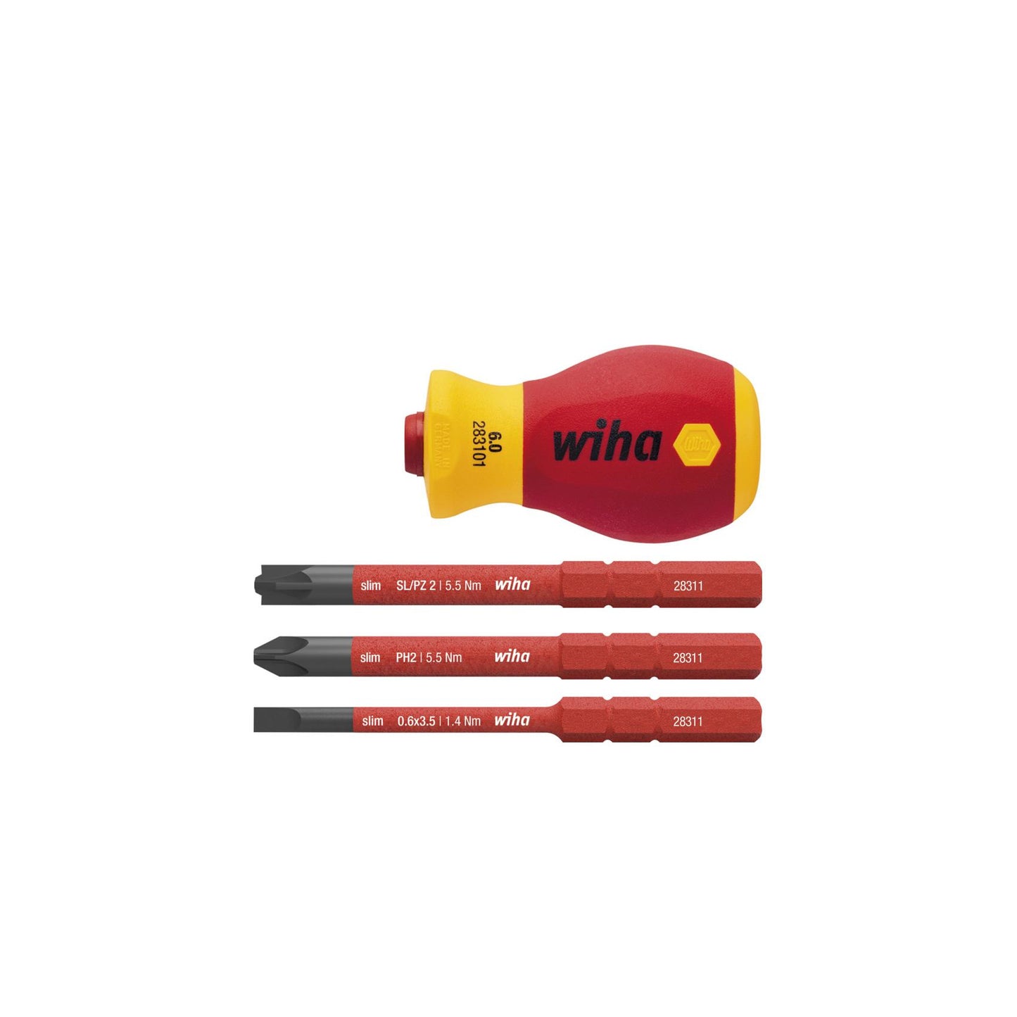 Wiha Schraubendreher mit Bithalter Set slimVario® electric  Stubby 4-tlg. mit slimBits