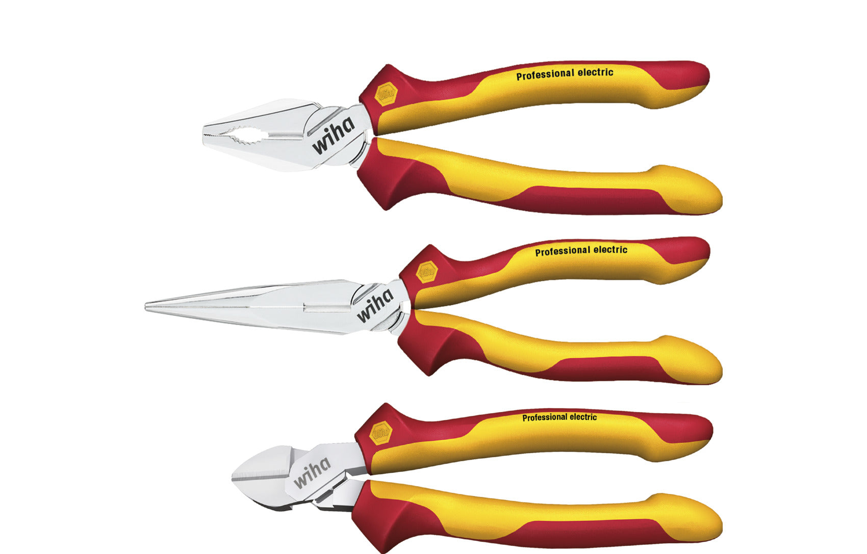 Wiha Zangen Set Professional electric Kombi-, Flachrundzange, Seitenschneider 3-tlg. (26852)