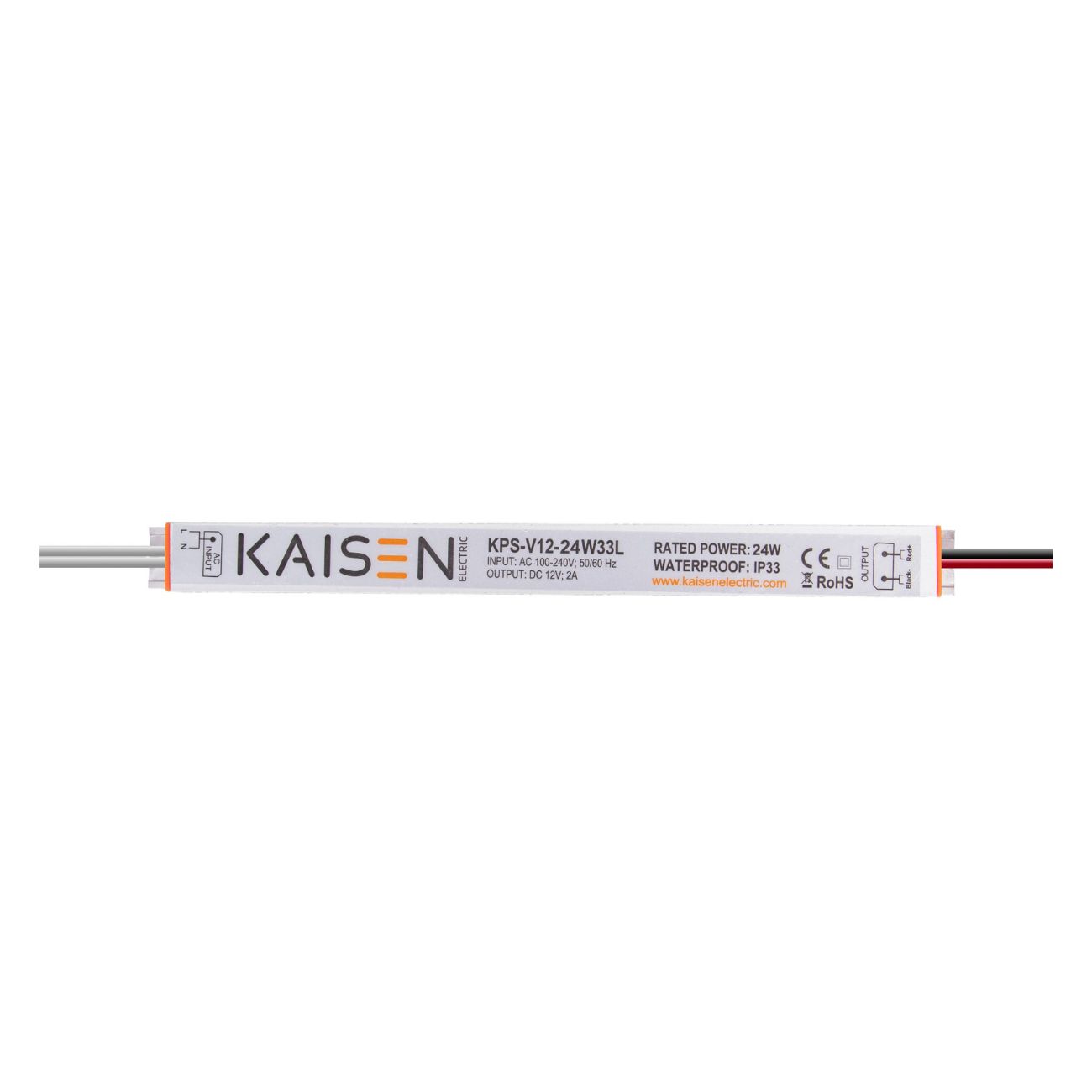 KAISEN KPS-V24-24W33-L (24W/24V) LED-Netzteil. Ultraschmale Bauform für LED-Anwendungen (Lichtwerbung, Signage) im Innenbereich