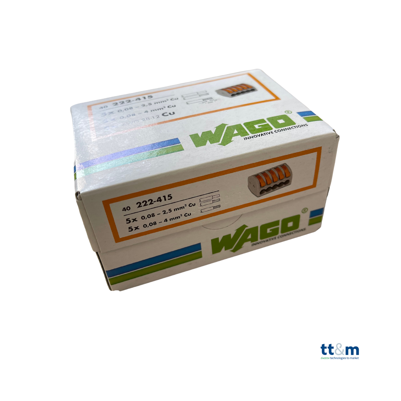 WAGO Verbindungsklemme 5-polig, 2,5-4mm², fl. Leit., grau - 222-415 (40 Stk.) - Netzteilshop24.de