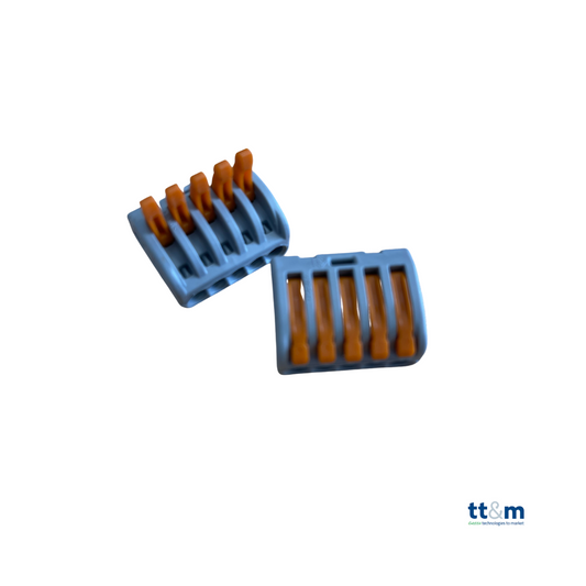 WAGO Verbindungsklemme 5-polig, 2,5-4mm², fl. Leit., grau - 222-415 (40 Stk.) - Netzteilshop24.de