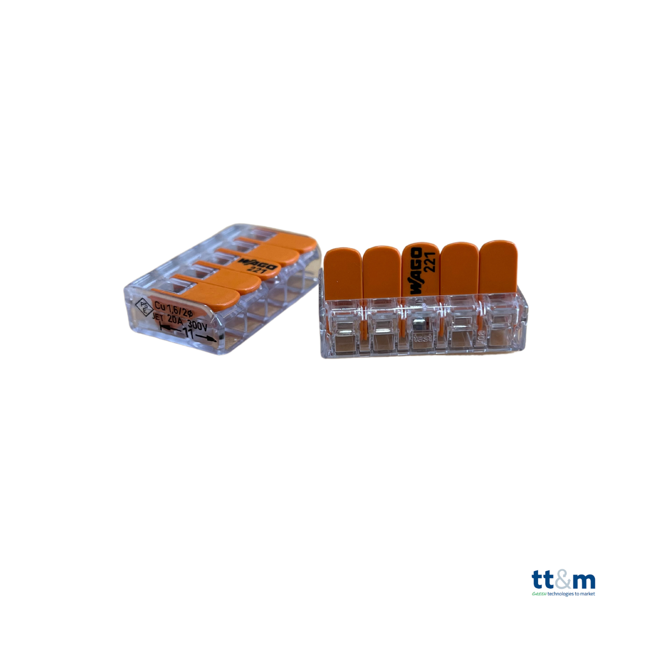 WAGO COMPACT-Verbindungsklemme, 5-polig, max. 4 mm², 221-415 (25 Stk.) - Netzteilshop24.de