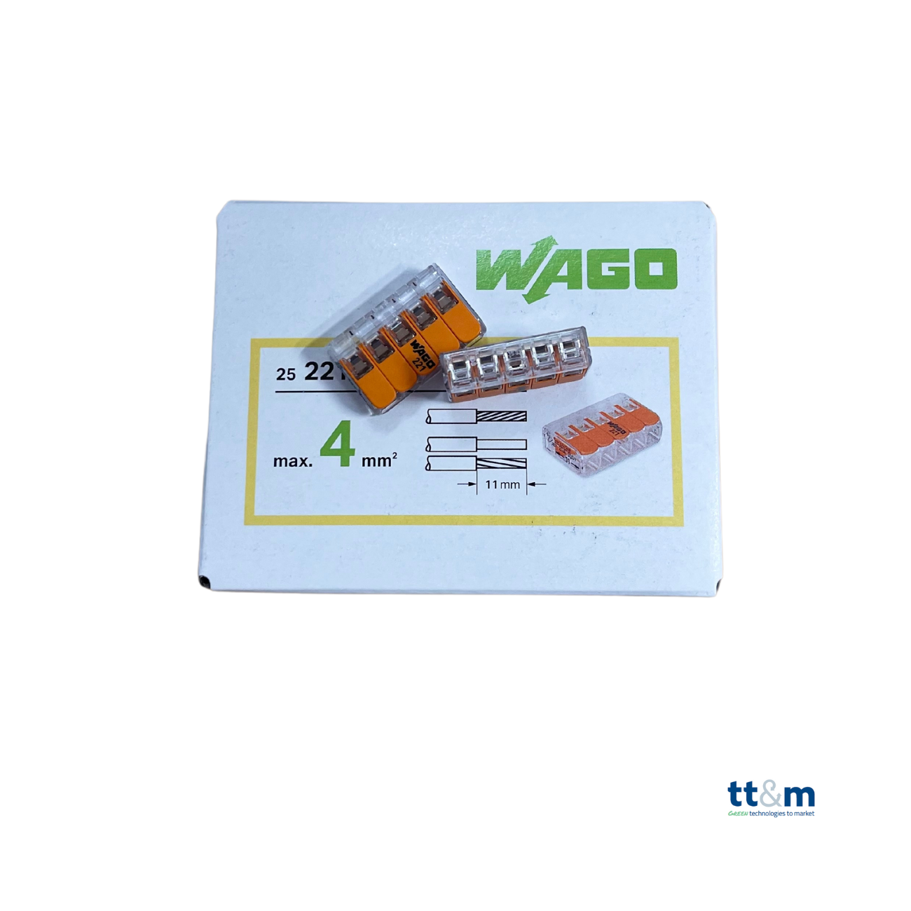 WAGO COMPACT-Verbindungsklemme, 5-polig, max. 4 mm², 221-415 (25 Stk.) - Netzteilshop24.de