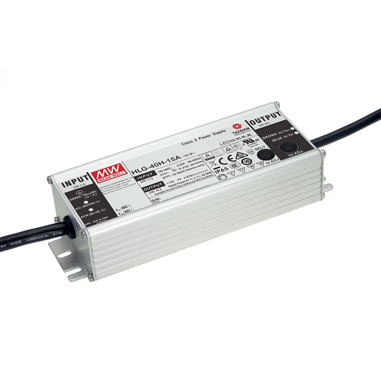 LED-Netzteil MeanWell HLG-40H-12A (39,96W/12V) für Lichtwerbung, LED-Straßenbeleuchtung und mehr mit Schutzart IP65