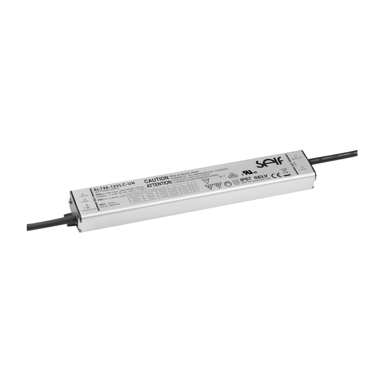96 Watt LED-Treiber (12 Volt, 8 Ampere) von SELF für Signage, LED-Lichtwerbung und andere LED-Anwendungen: SLT96-12VLC-UN